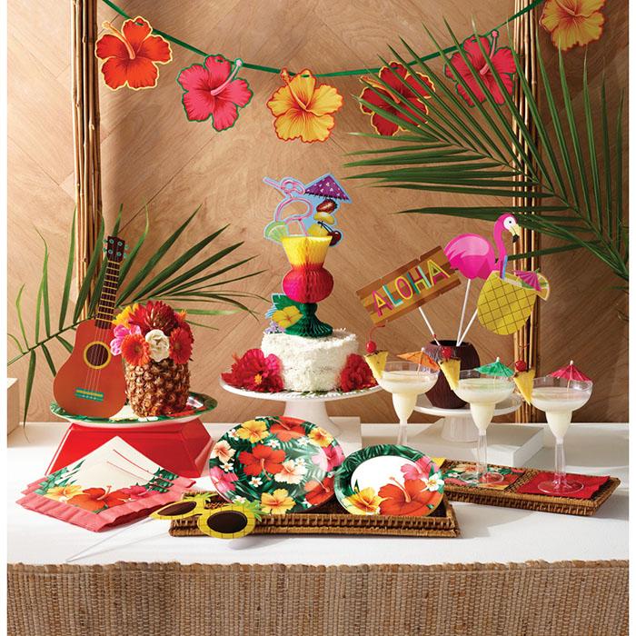 Luau Party Hibiscus Flower Banner
