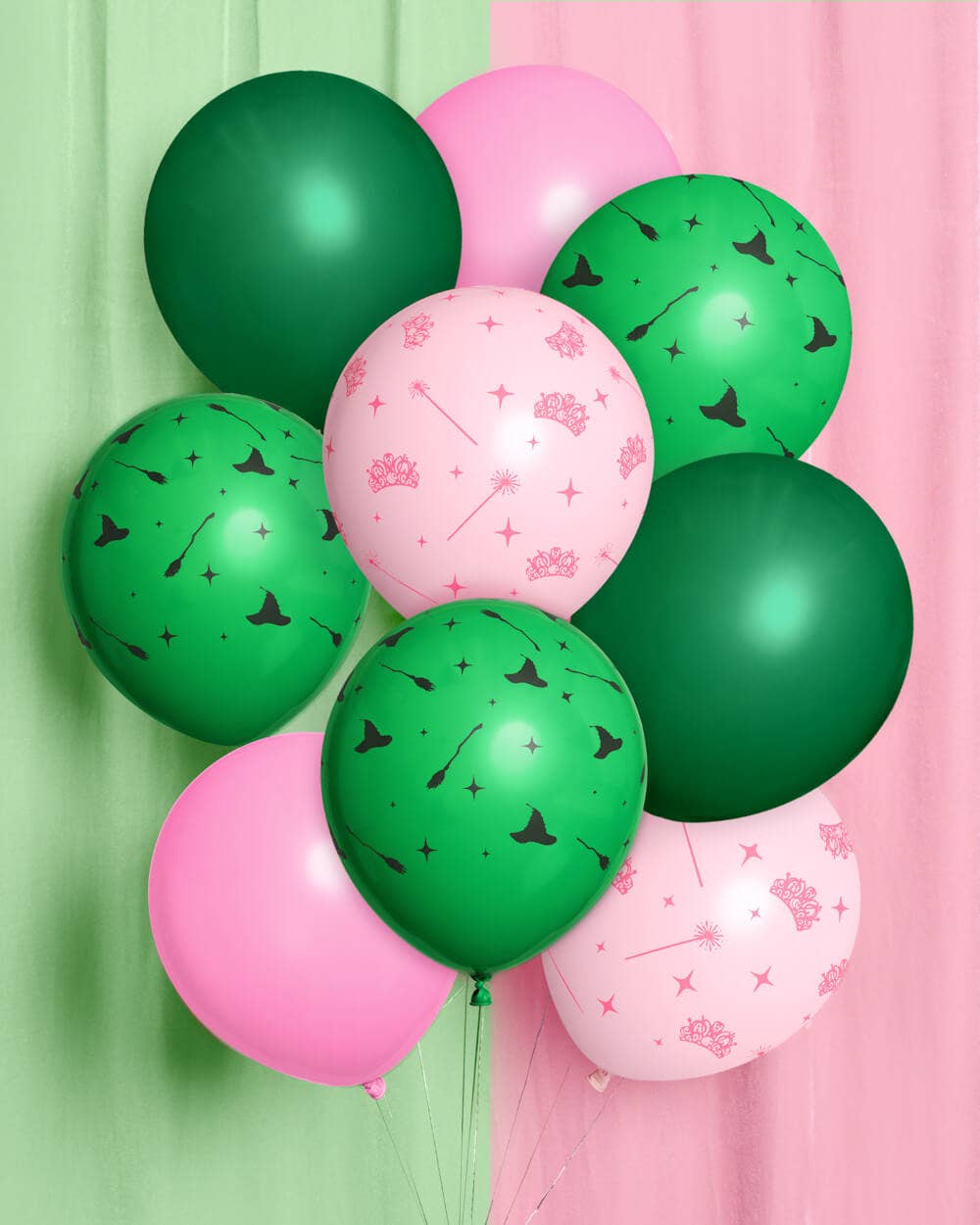Emerald City Balloon Pack - 24 latex balloons, Wizard, Pink, Green