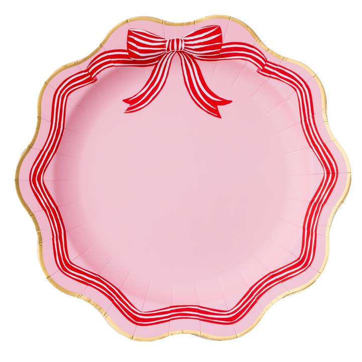PRESALE: Elegant Pink Peppermint Bow Dinner Plates