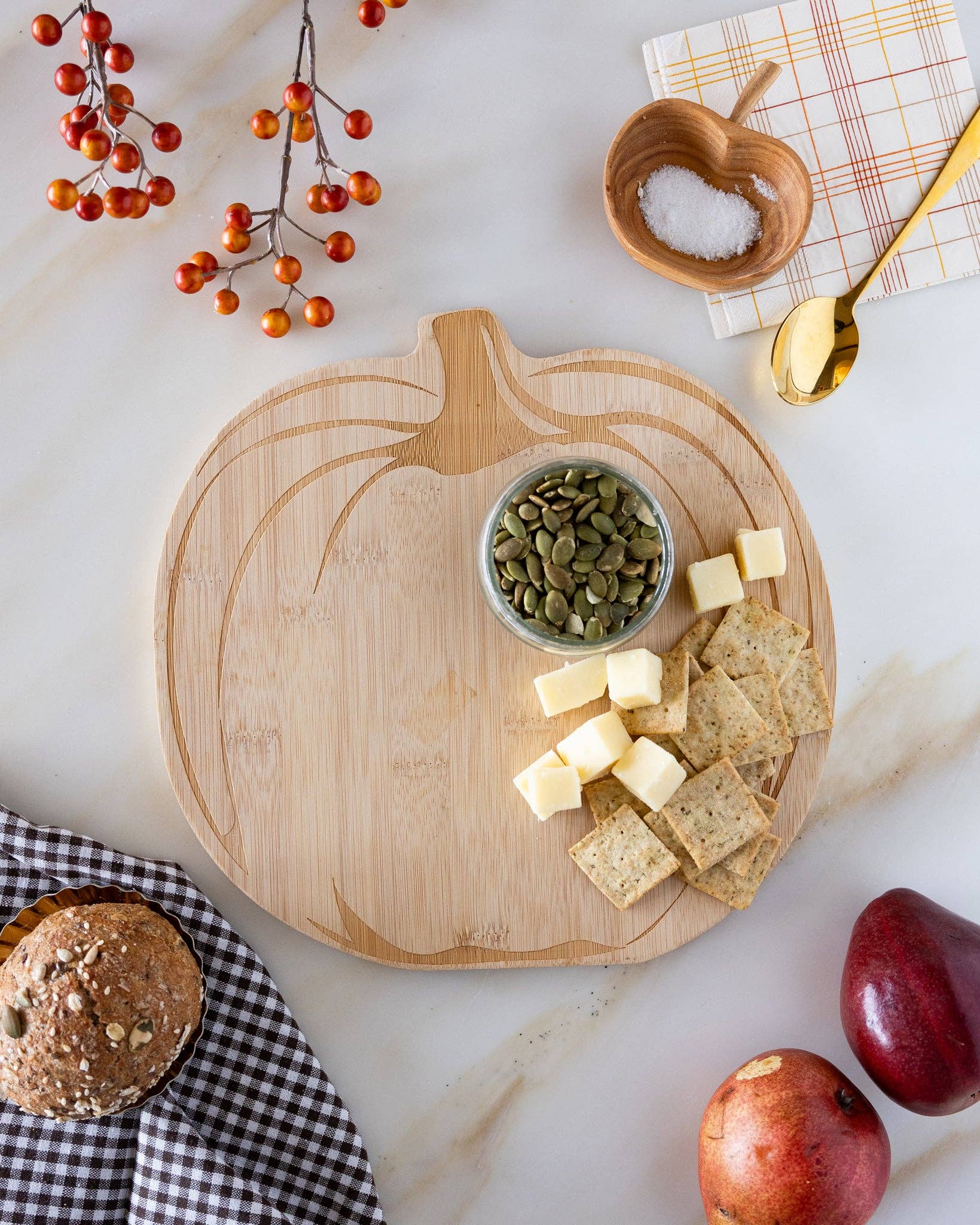 HAL1229 - Pumpkin Wood Cutting Board (Reversible!)