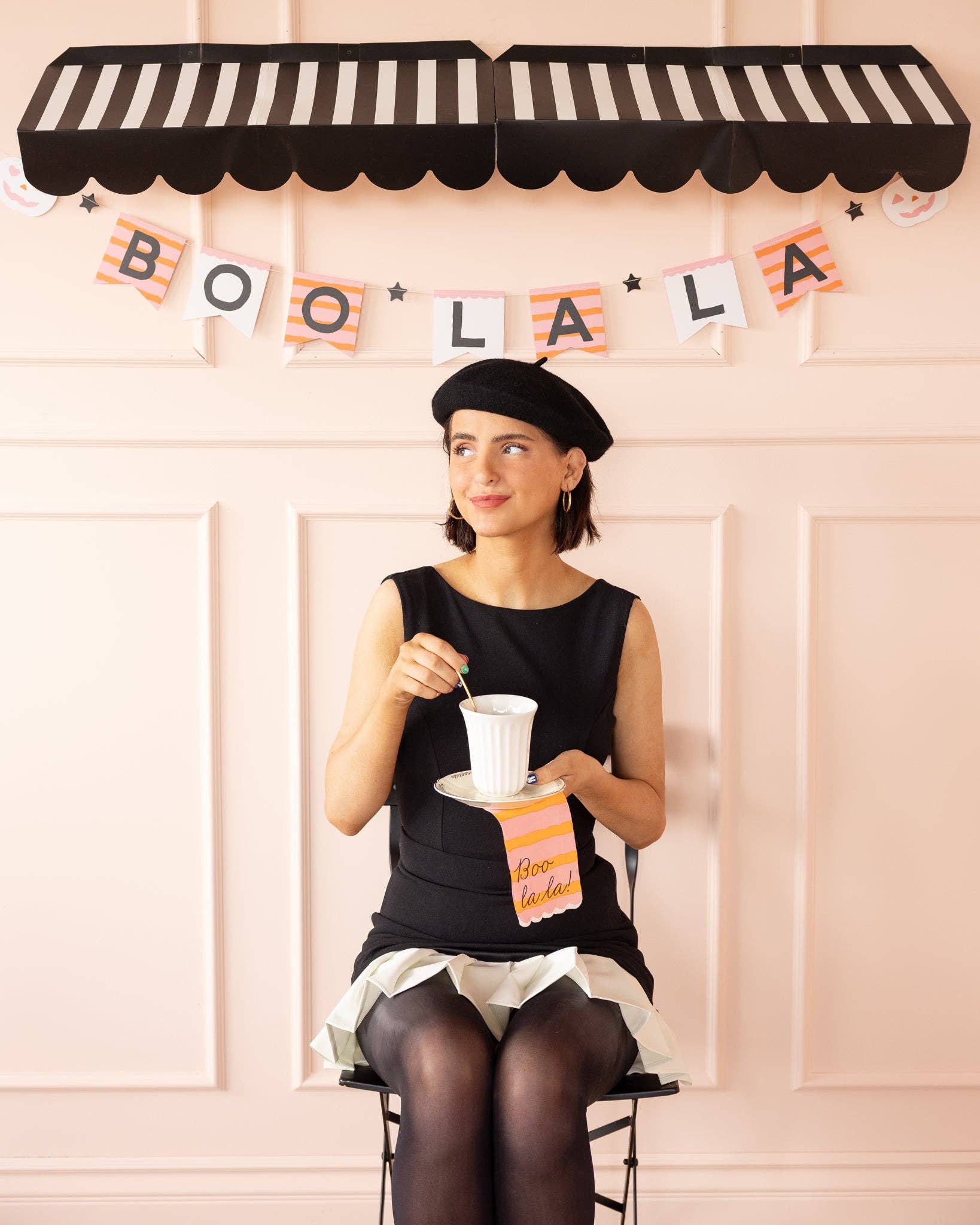 BLL1238 - Pink & Orange Boo La La Dinner Napkin