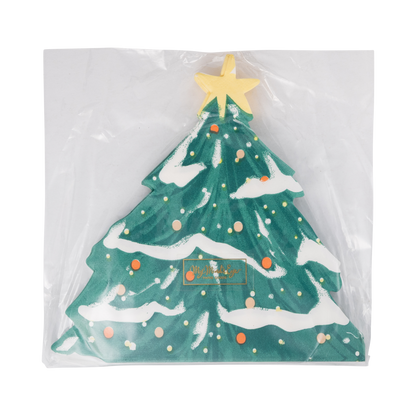 Snowy Christmas Tree Shaped Paper Napkins