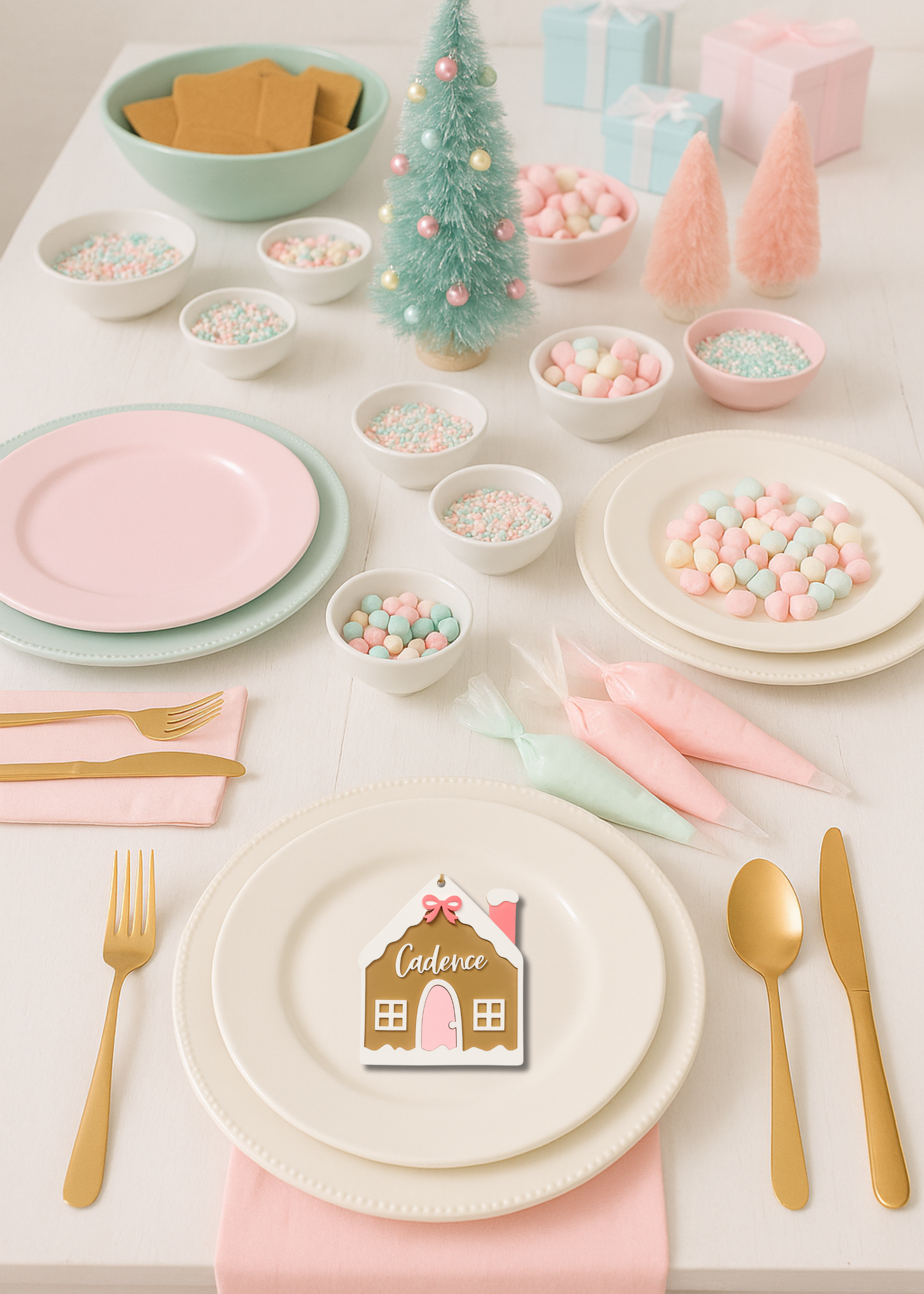 Personalized Gingerbread House Ornament / Place Setting