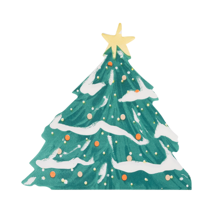 Snowy Christmas Tree Shaped Paper Napkins