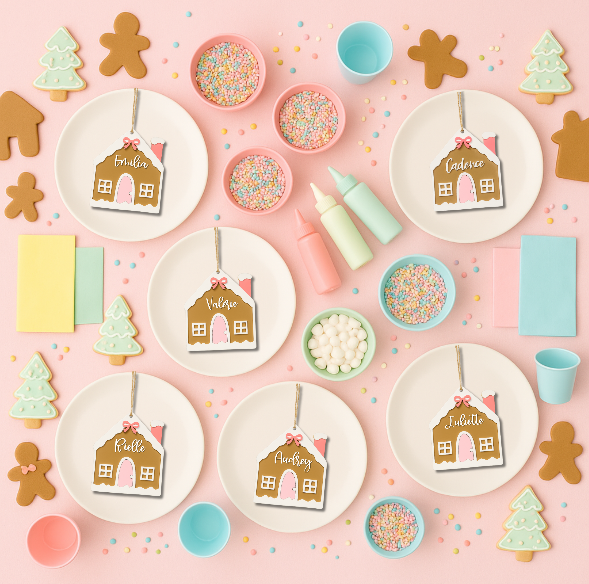 Personalized Gingerbread House Ornament / Place Setting