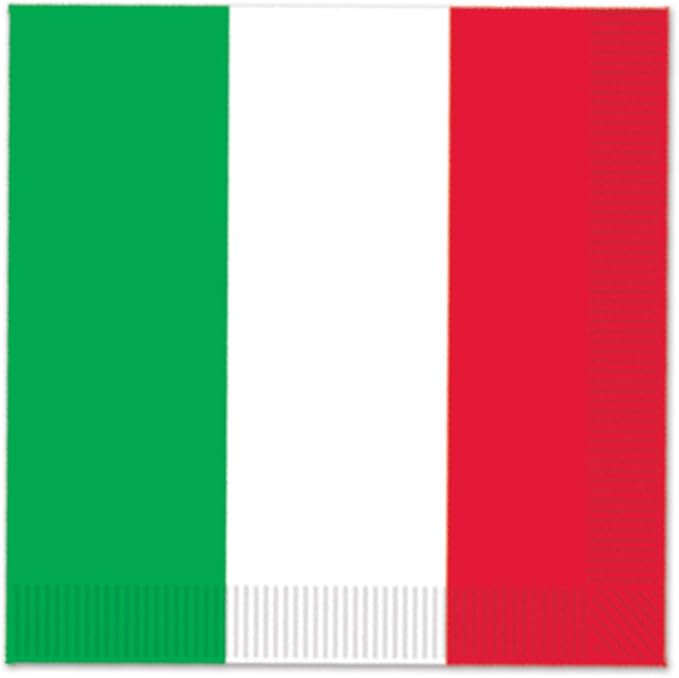 Red, White & Green Italian Beverage Napkins (16)