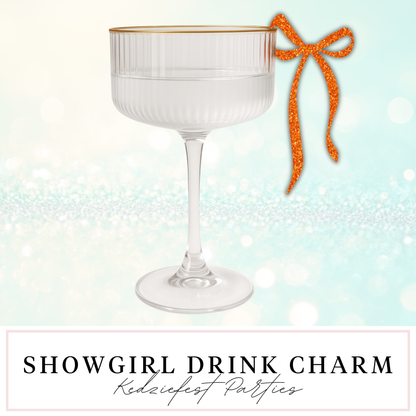 Showgirl Orange Glitter Drink Charms Set of 6