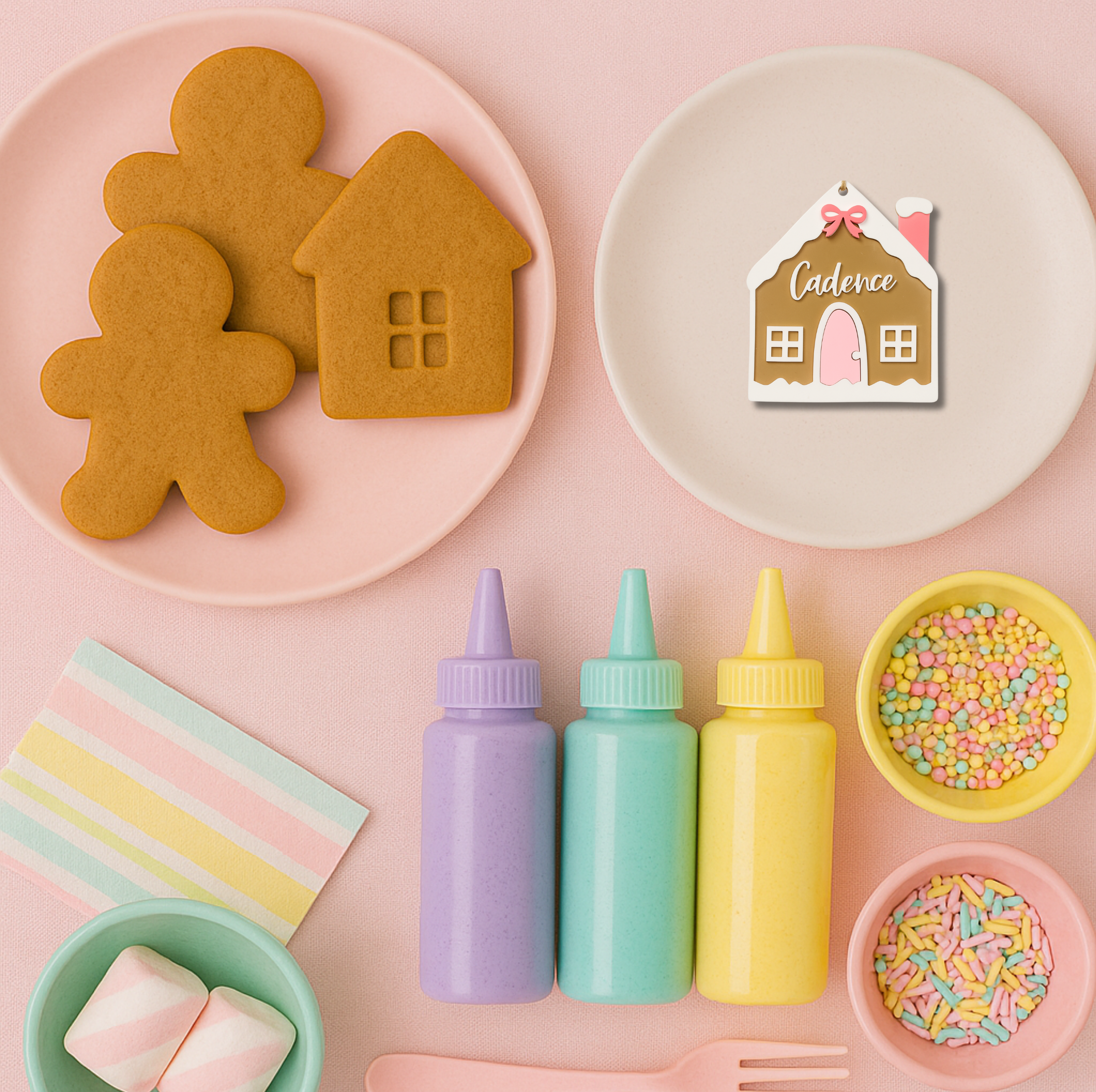 Personalized Gingerbread House Ornament / Place Setting