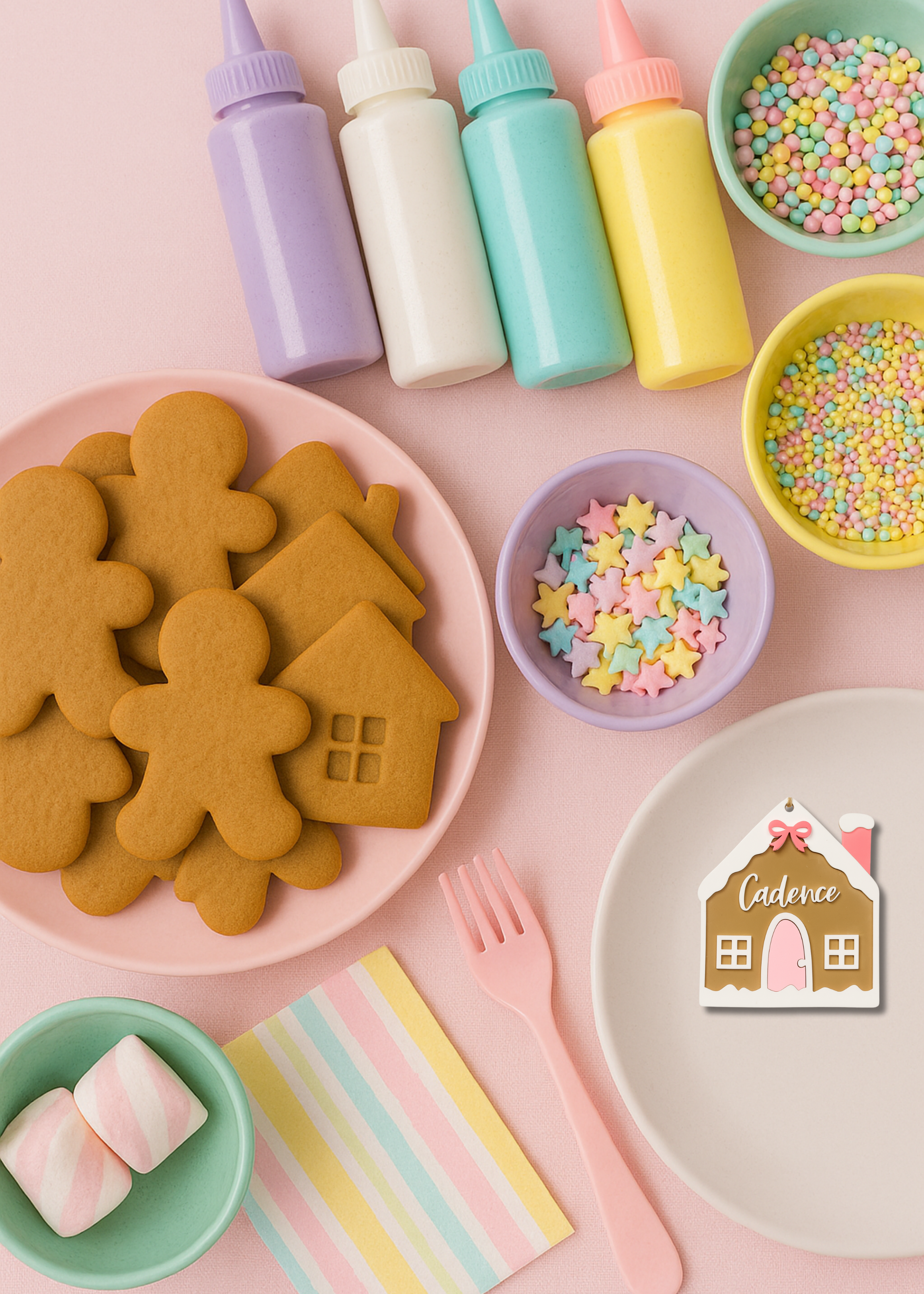 Personalized Gingerbread House Ornament / Place Setting