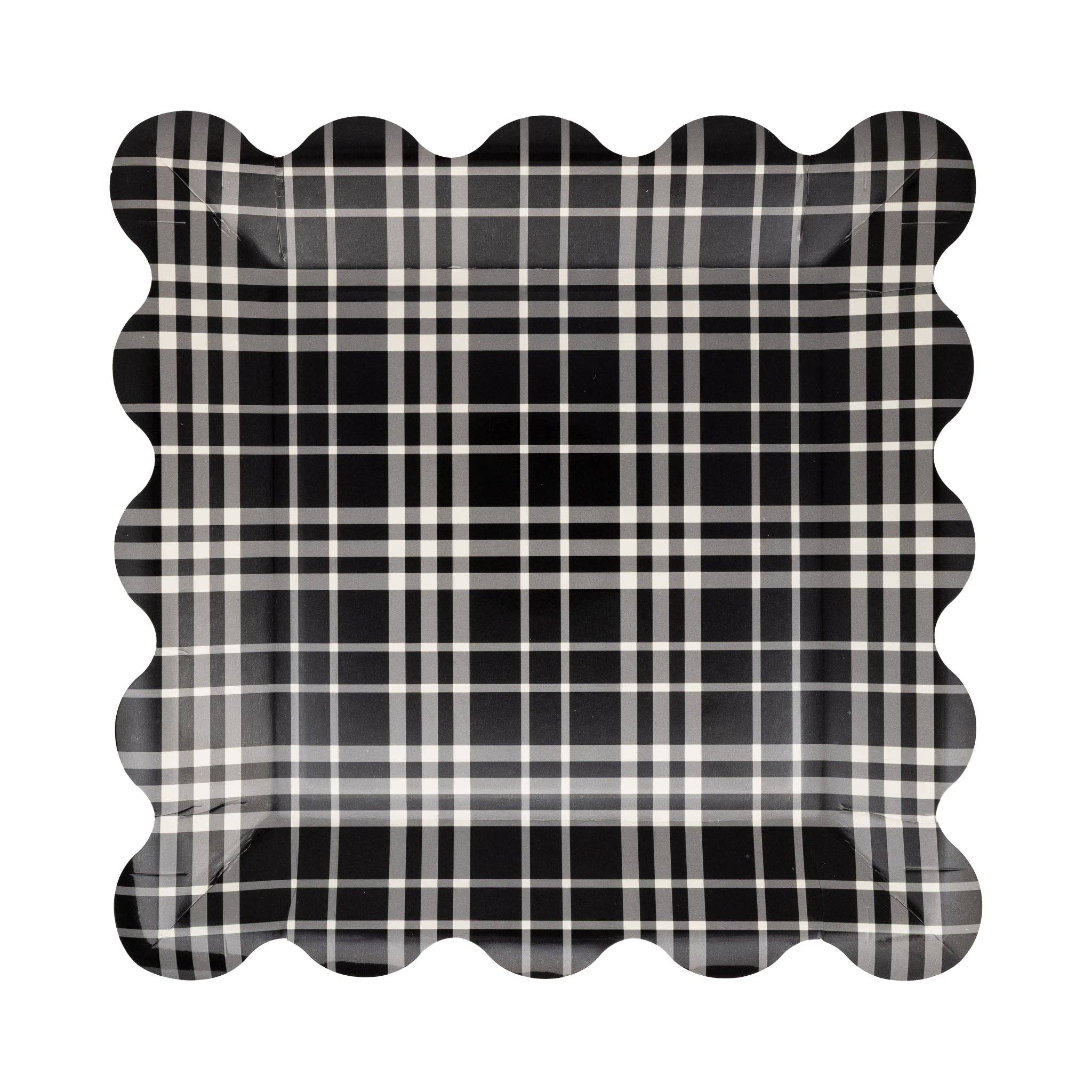 FAL1243 - Falloween Plaid Scalloped Square Paper Plate