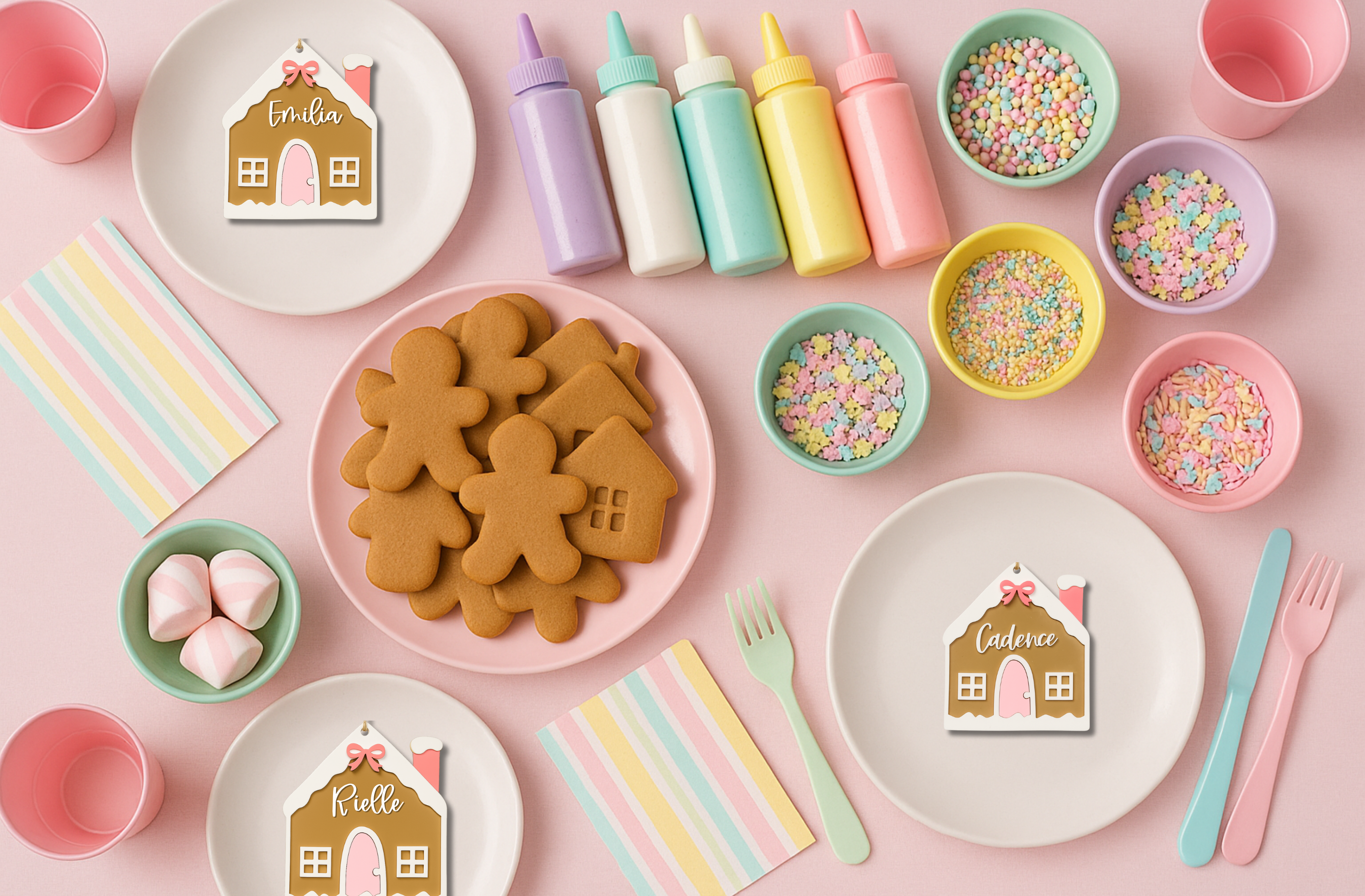 Personalized Gingerbread House Ornament / Place Setting