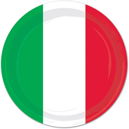Italian Red White and Green Paper Plates 9" (8)