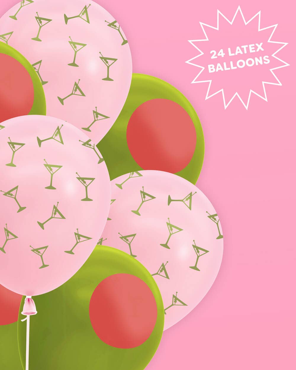 Extra Dirty Balloon Pack - 24 latex balloons, Martini Birthday, Bachelorette