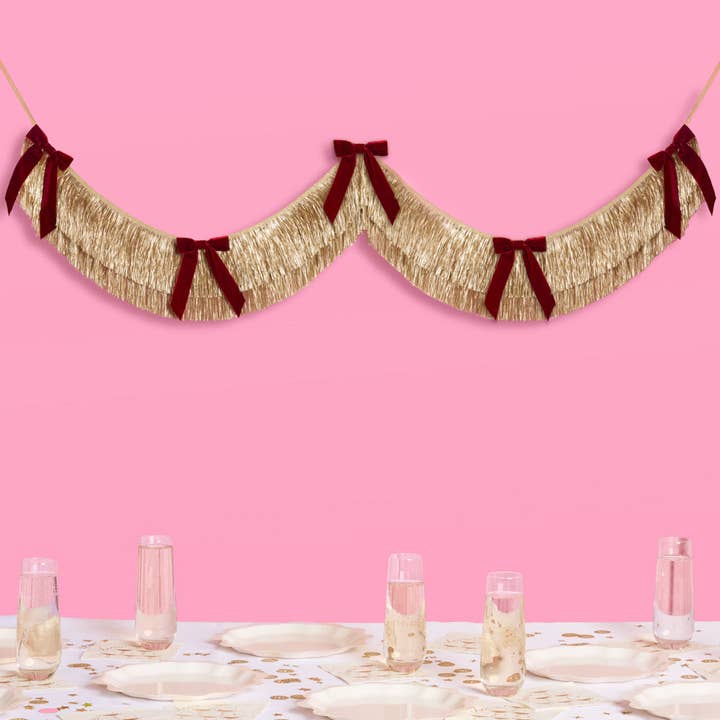 PRESALE: Gilded Bow Banner - Layered Fringe + Velvet Bows