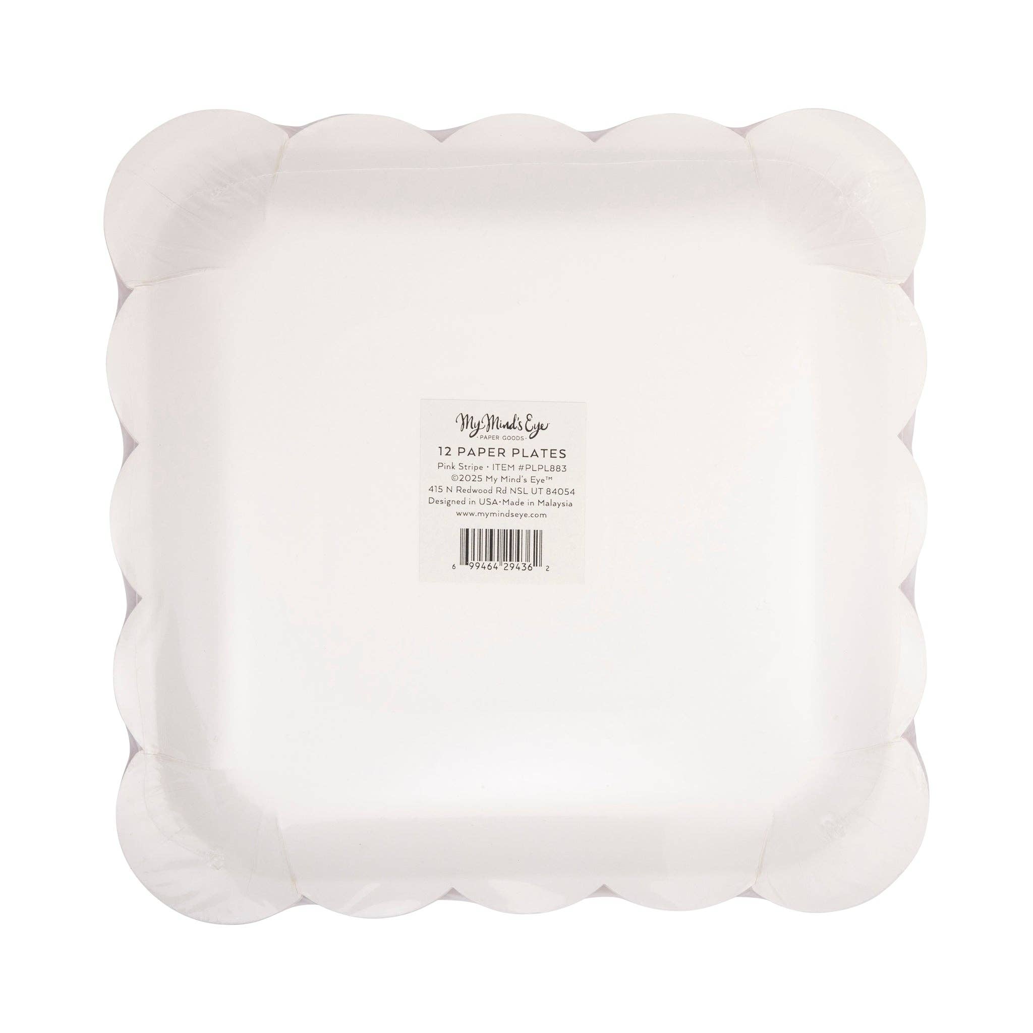 PLPL883 - Pink Stripe Paper Plate