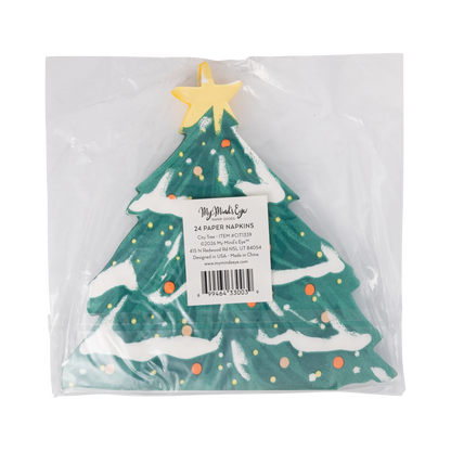 Snowy Christmas Tree Shaped Paper Napkins