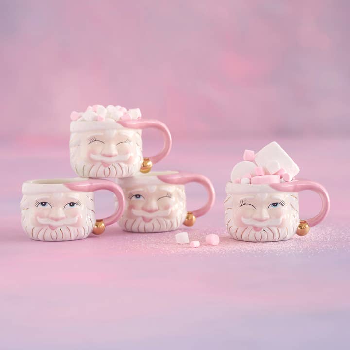 PRESALE: Glitterville Pink Papa Noel Mug Set of 4