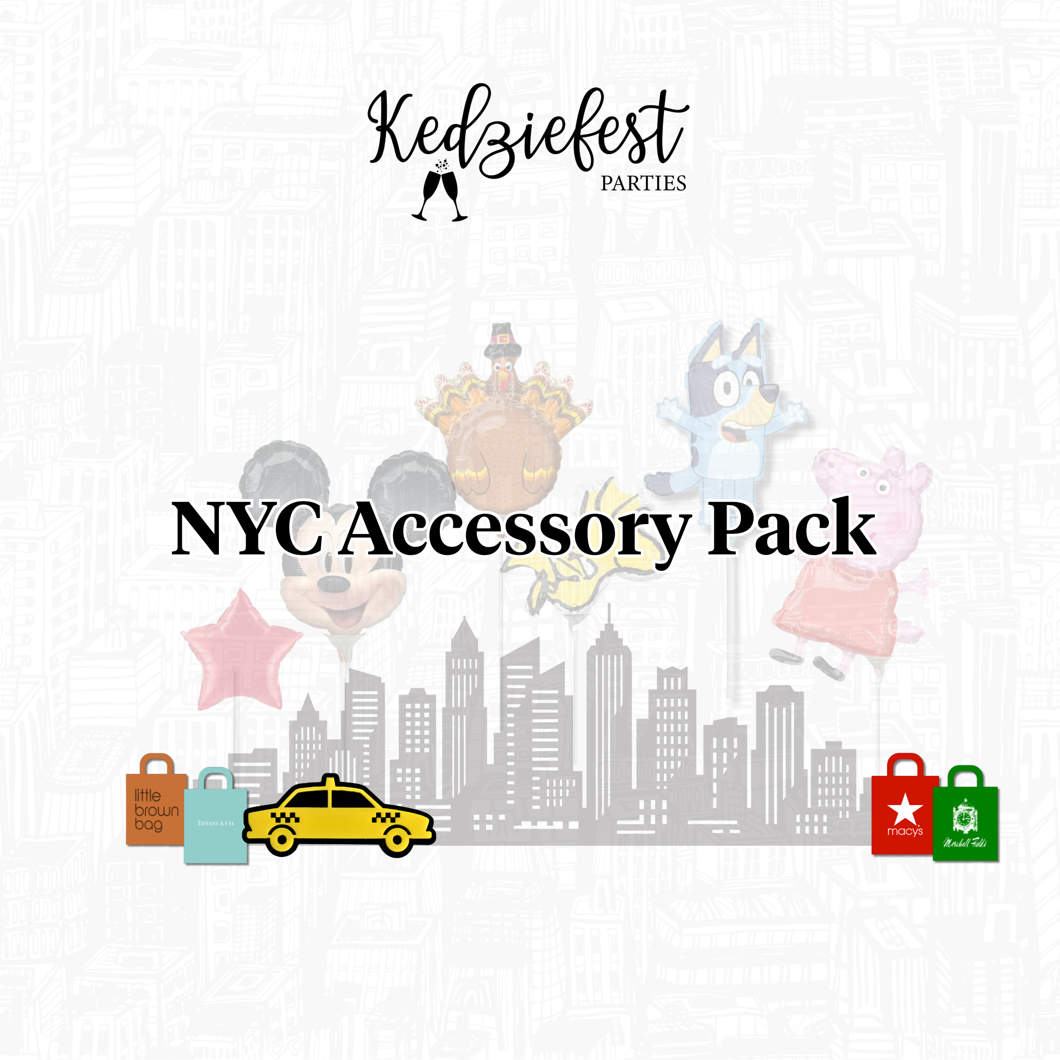 NYC Skyline Accessory Pack - Shopping Bags & Taxi