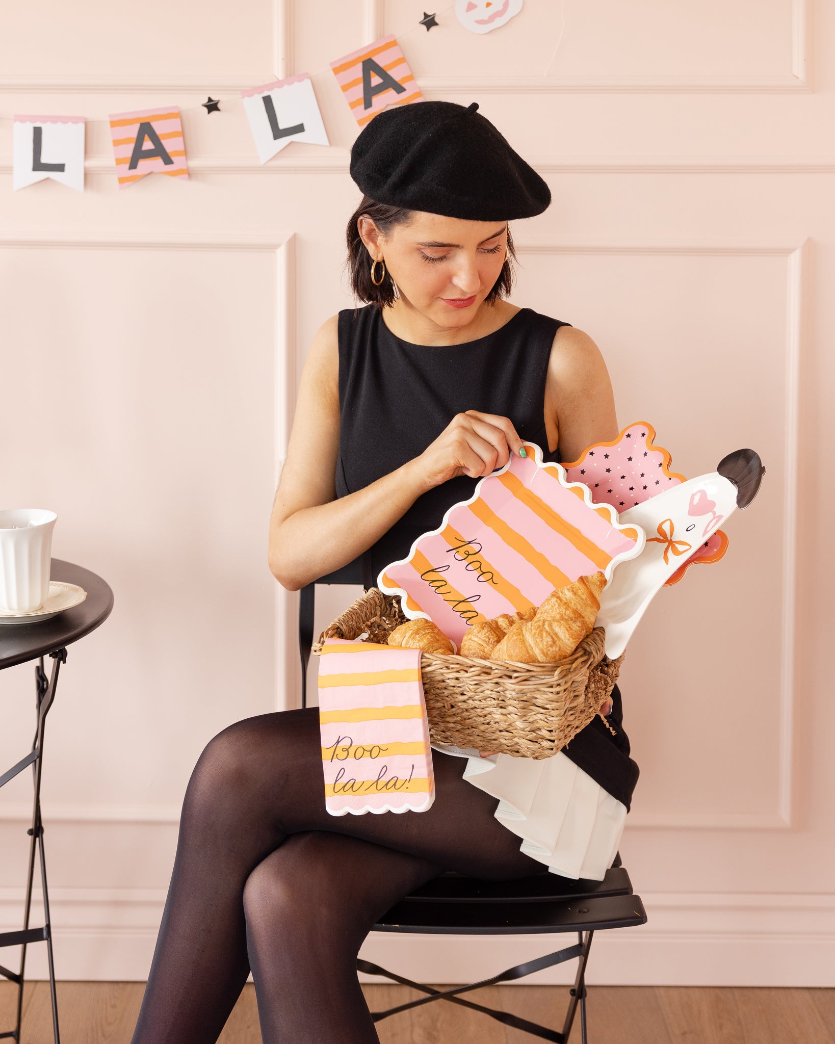 Presale: PINK & ORANGE BOO LA LA DINNER NAPKIN