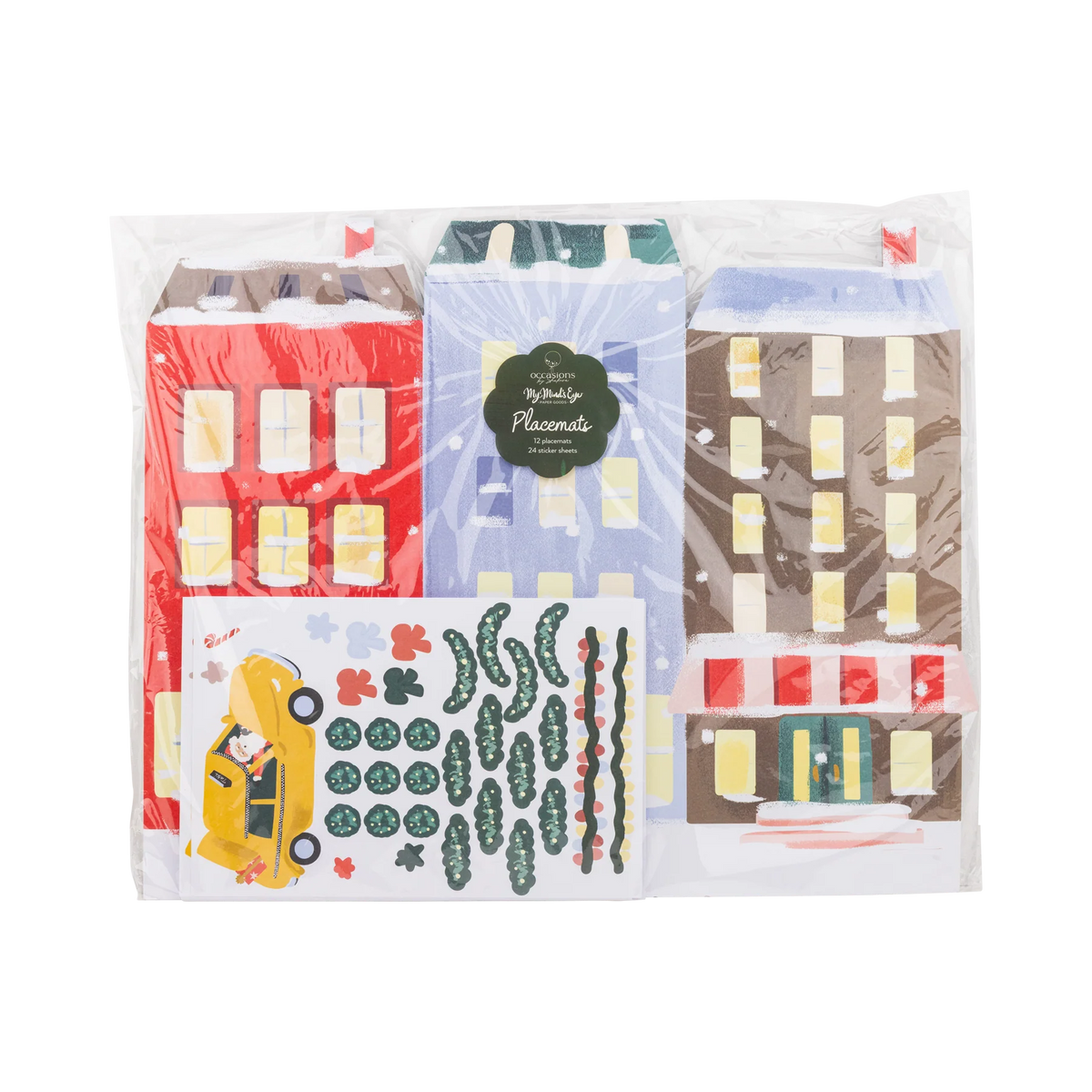 OCCASIONS BY SHAKIRA - CITY STOREFRONT CHRISTMAS PLACEMATS WITH STICKERS
