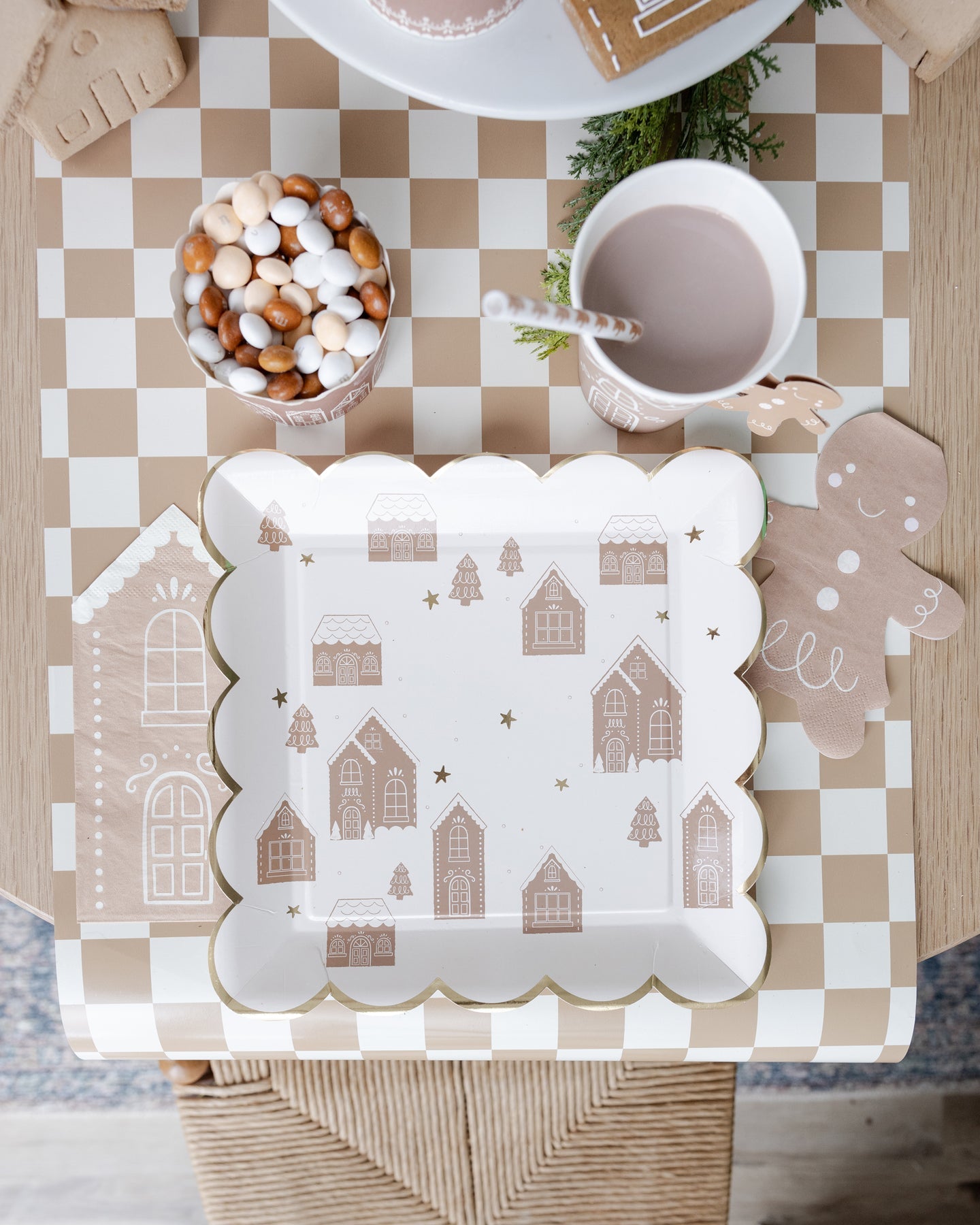 GINGERBREAD CHECKED TABLE RUNNER