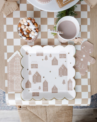 GINGERBREAD CHECKED TABLE RUNNER