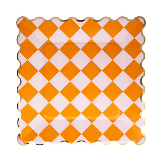 Presale: Pink & Orange Checkered 11" Paper Plate