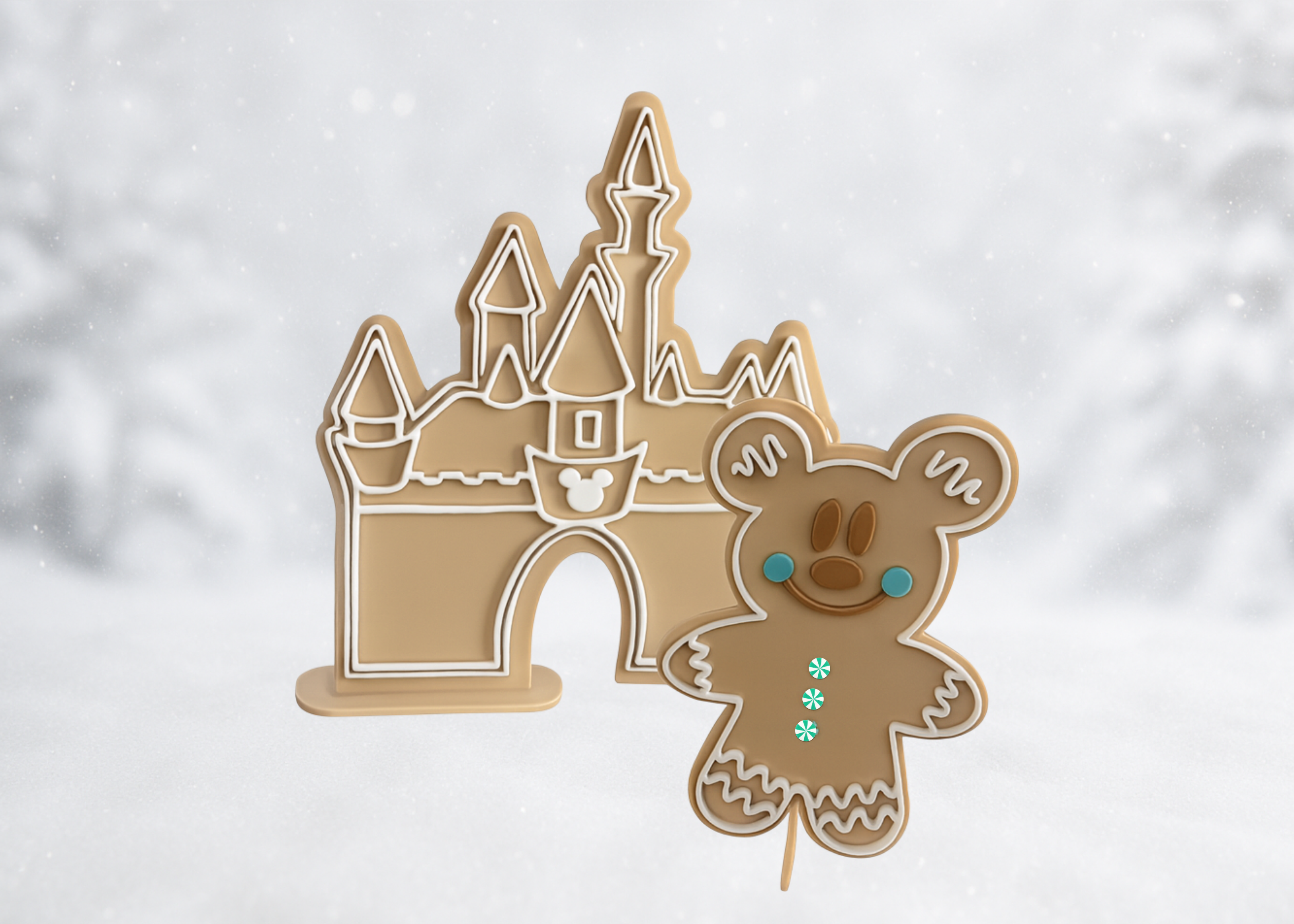 Gingerbread Mice with Castle Decor Set of 3