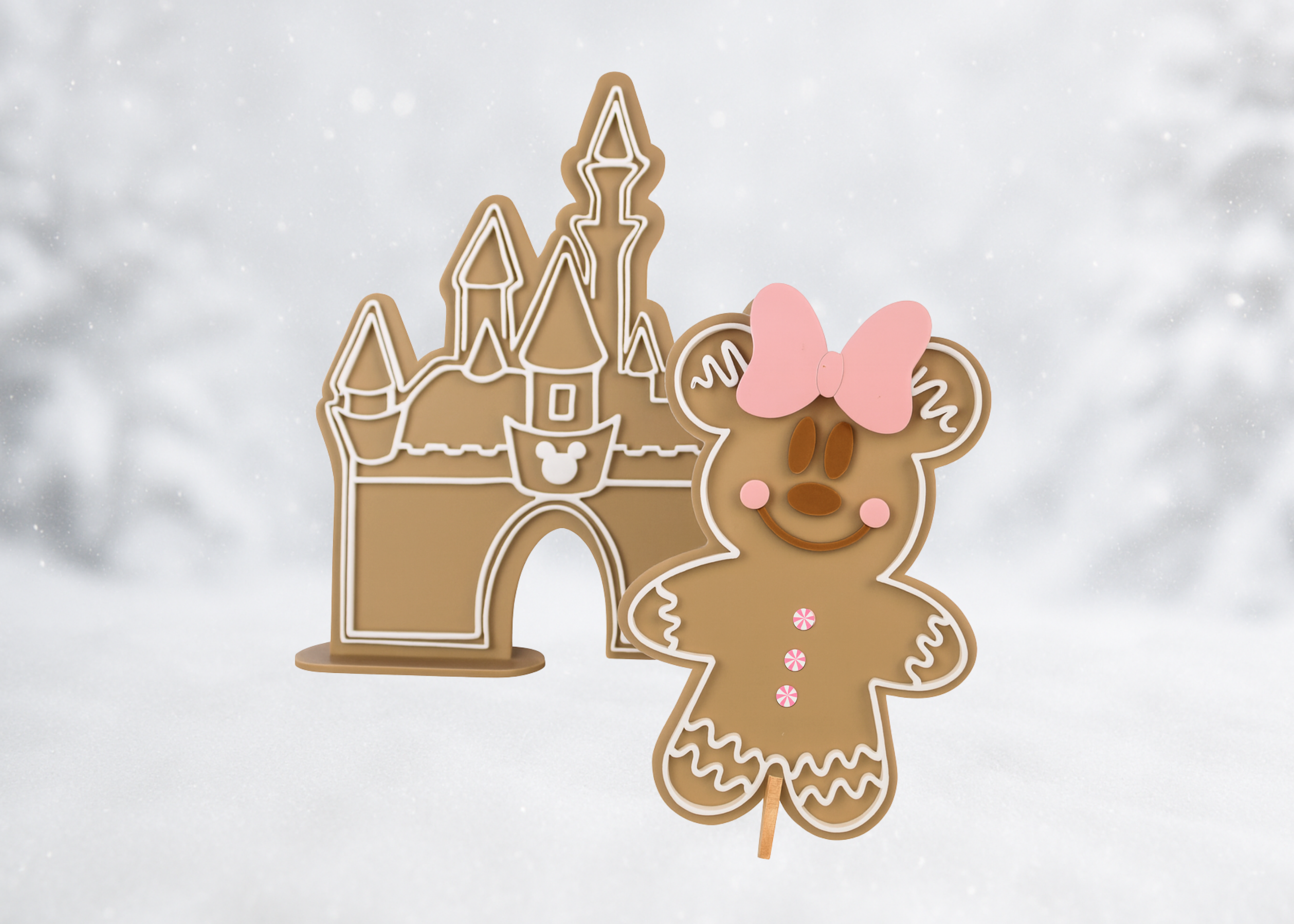Gingerbread Mice with Castle Decor Set of 3