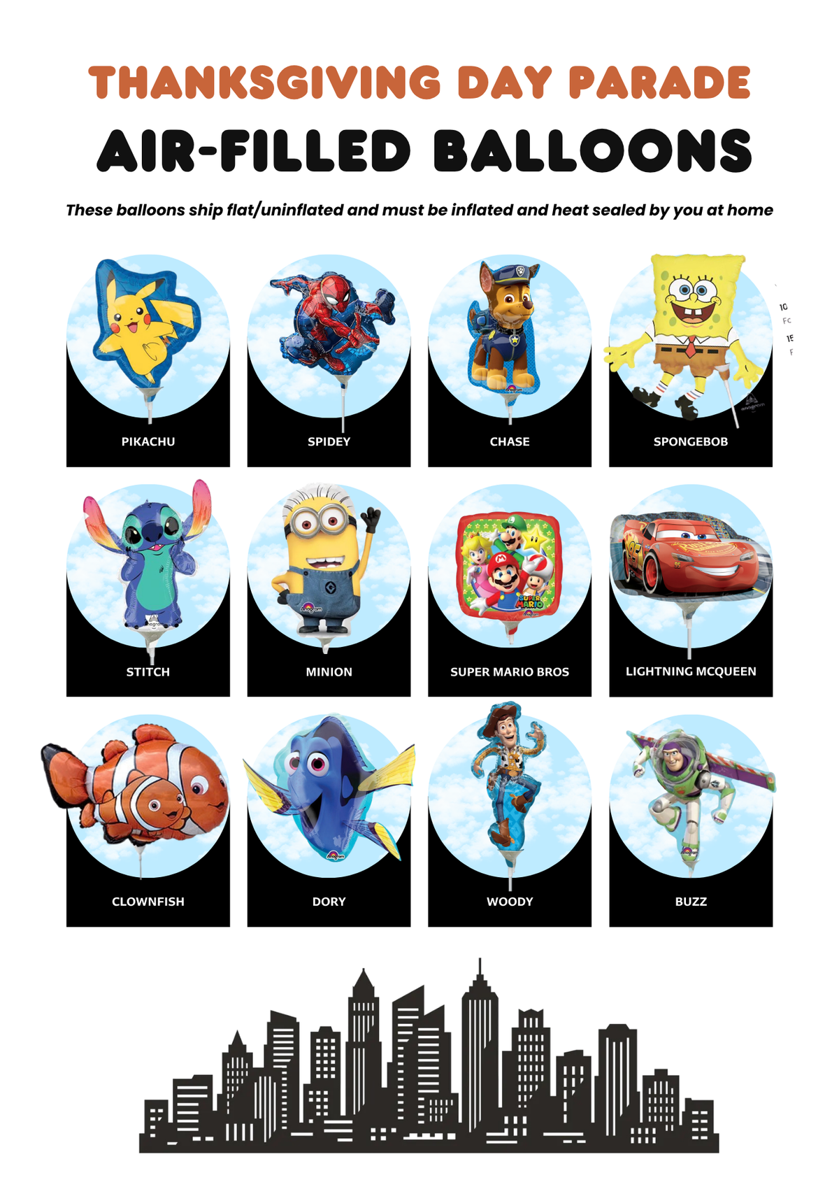 Air Fill Balloons (READ DESCRIPTION) - Kedziefest Thanksgiving Day Parade Collection