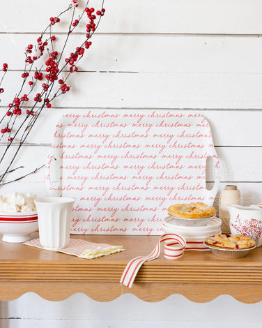 BEC1029 - BELIEVE MERRY CHRISTMAS SCRIPT MELAMINE TRAY