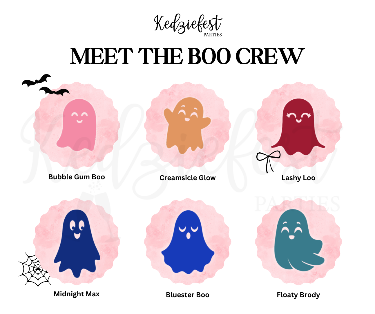 Kedziefest Mini Ghost Crew Acrylic Ghosts (Set of 6 Mini Ghosts)