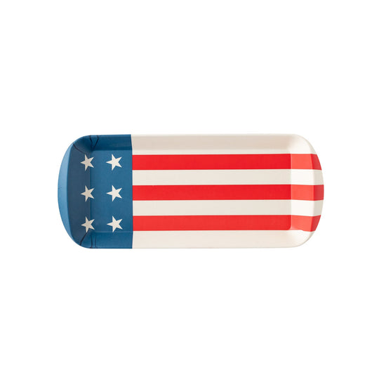 MINI AMERICAN FLAG REUSABLE BAMBOO SERVING TRAY