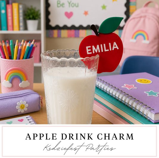 Personalized Acrylic Apple Drink Charm for Back-to-School, Teacher Gift