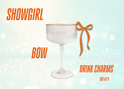 Showgirl Orange Glitter Drink Charms Set of 6