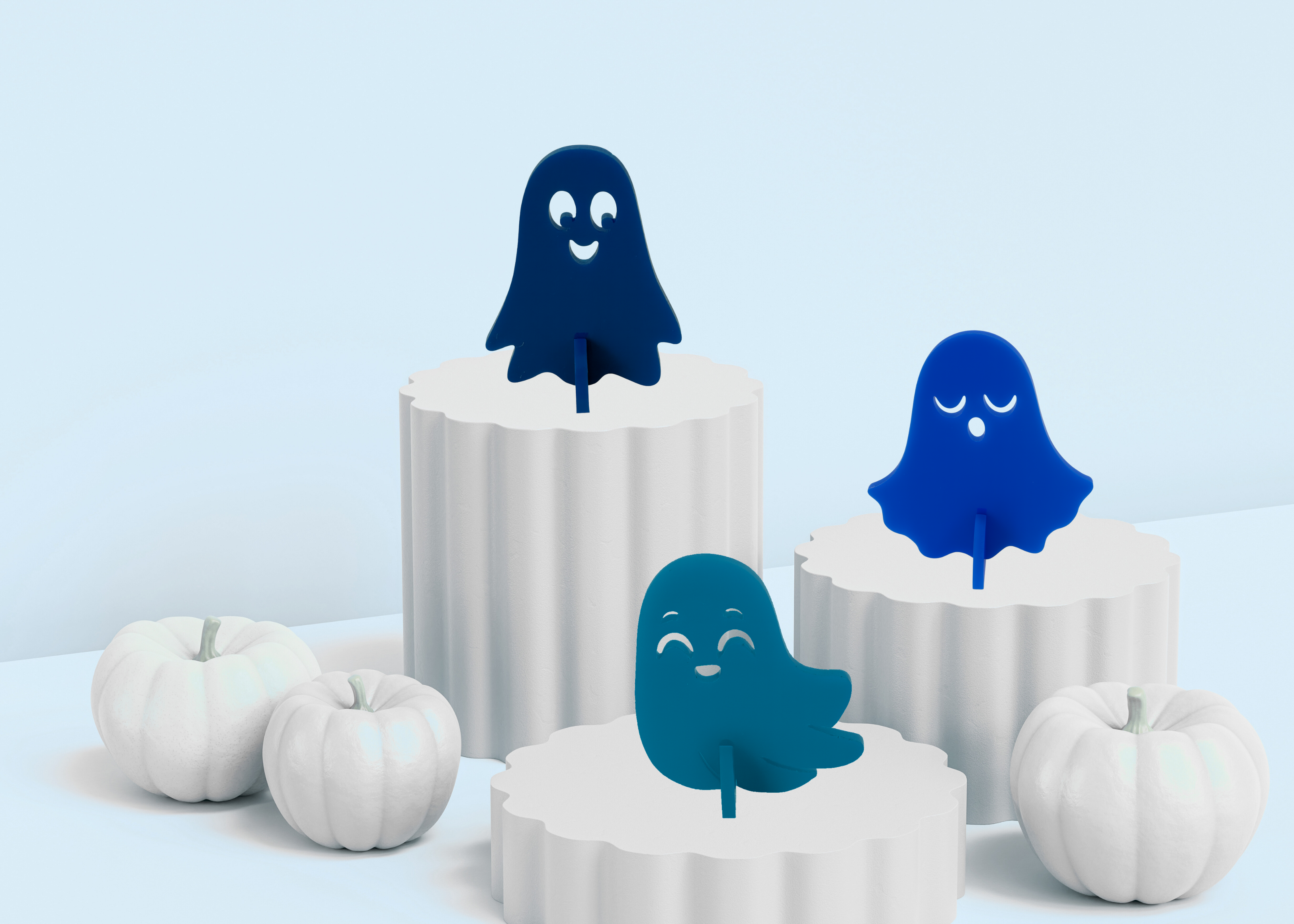 Kedziefest Mini Ghost Crew Acrylic Ghosts (Set of 6 Mini Ghosts)