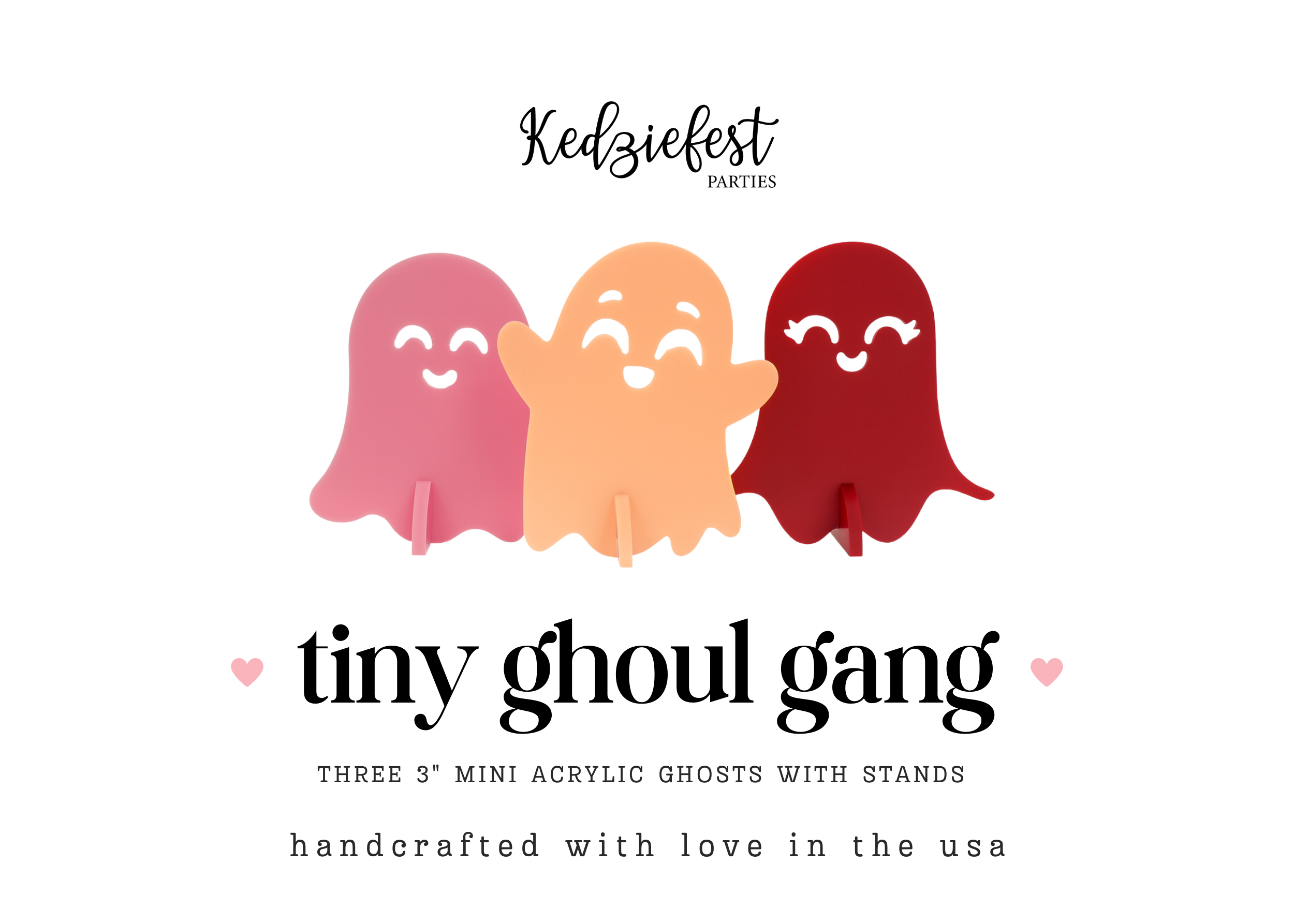 Kedziefest Tiny Ghoul Gang Acrylic Ghosts (Set of 3 Mini Ghosts)