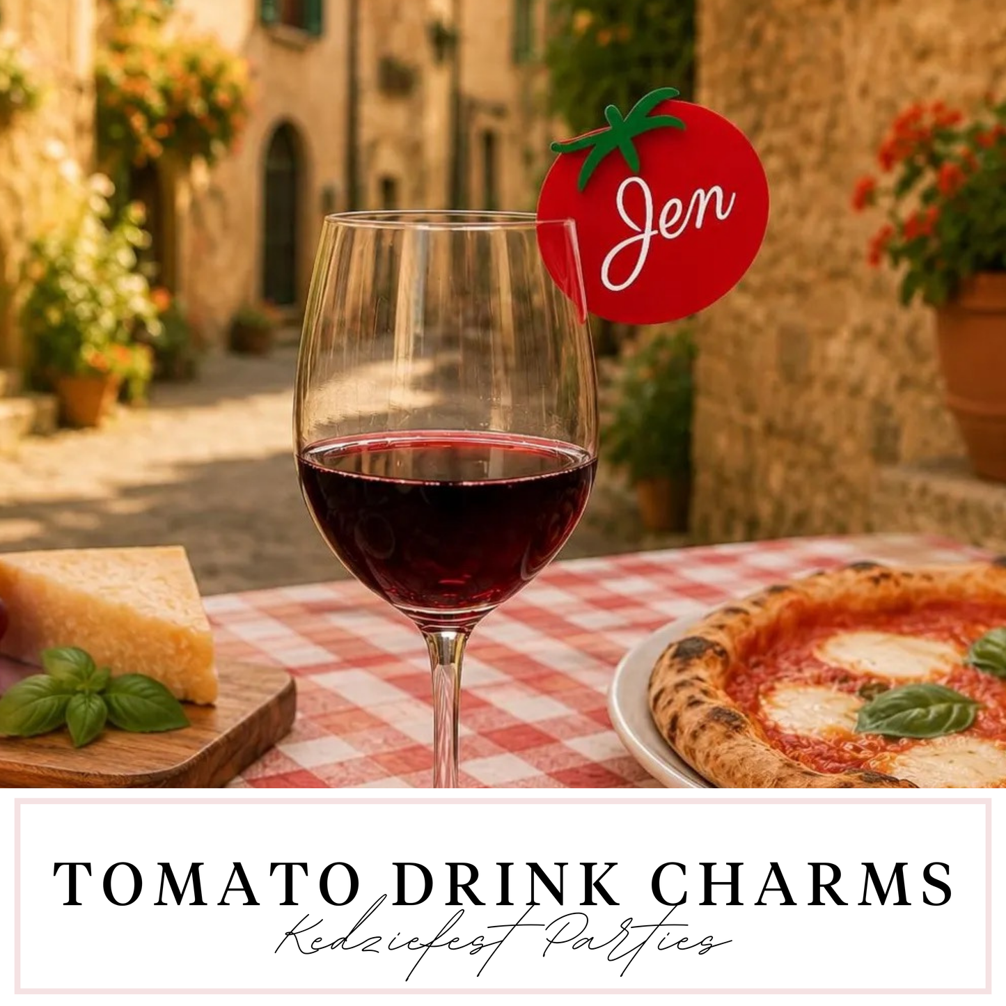 Tomato Drink Charms - La Dolce Vita l Wedding, Bridal/Baby Shower Drink Markers l Euro Summer l Placesetting