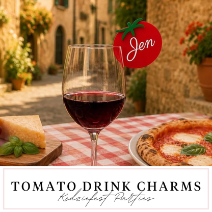 Tomato Drink Charms - La Dolce Vita l Wedding, Bridal/Baby Shower Drink Markers l Euro Summer l Placesetting