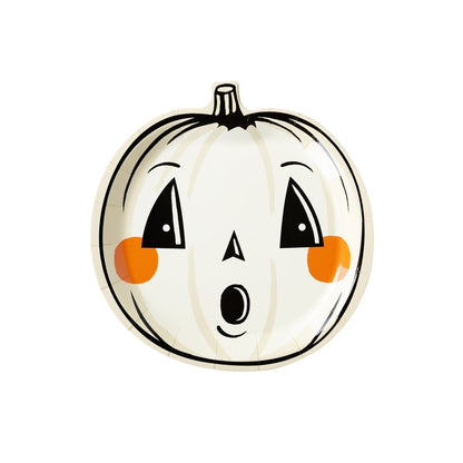 Vintage Halloween Pumpkin Shaped Paper Plate Set