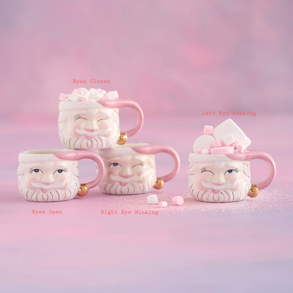 PRESALE: Glitterville Pink Papa Noel Mug Set of 4