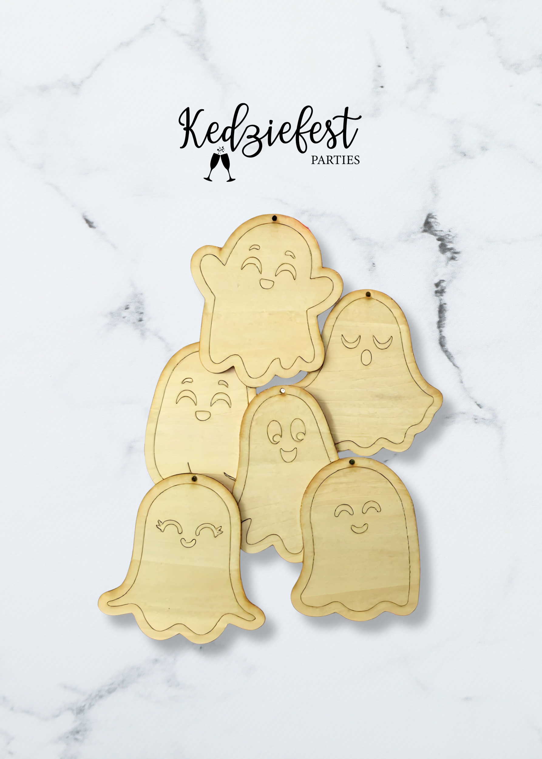 Kedziefest Ghost Crew Set of 6 Wooden Blanks for Painting