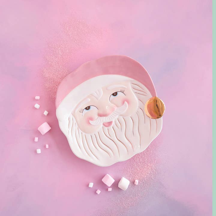 PRESALE: Glitterville Papa Noel Pink Platter, Ceramic, 14"