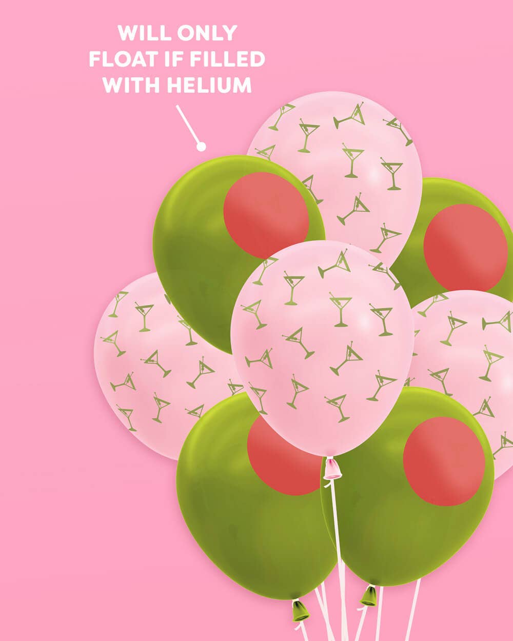 Extra Dirty Balloon Pack - 24 latex balloons, Martini Birthday, Bachelorette