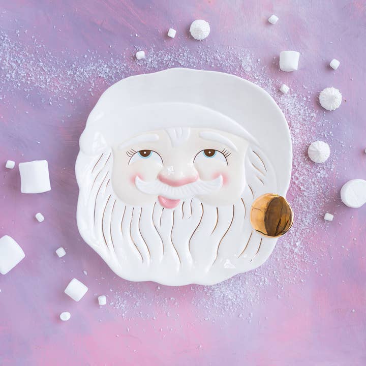 PRESALE: Glitterville Papa Noel Cookie Platter 14" - White