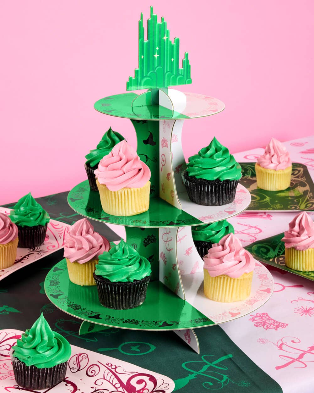 Emerald City Cupcake Tower - 3 tiered display, witch dessert