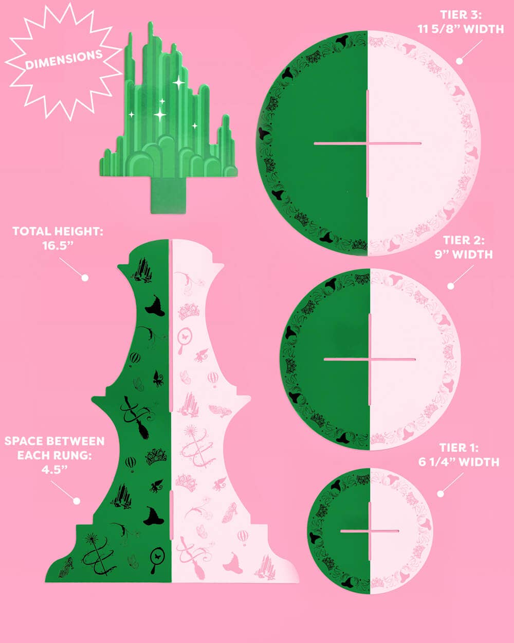 Emerald City Cupcake Tower - 3 tiered display, witch dessert