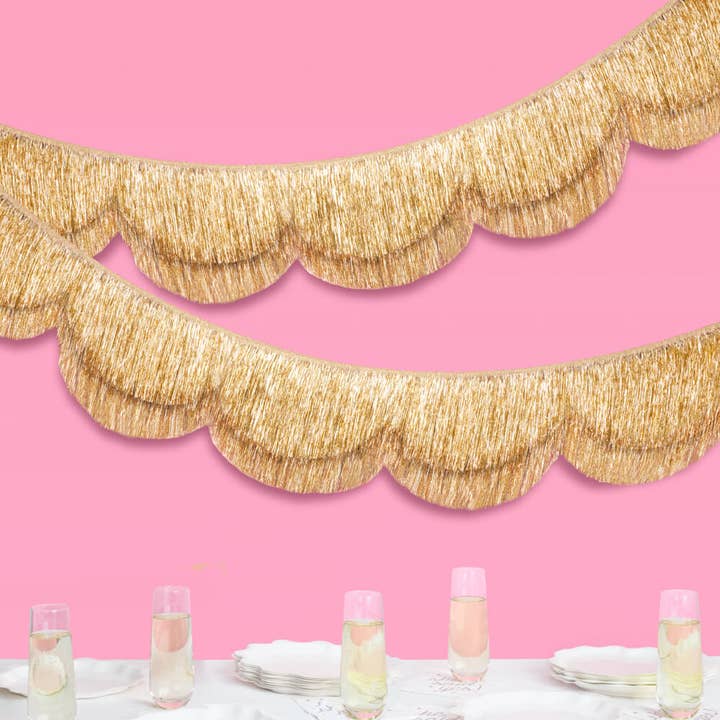 PRESALE: Stay Golden Fringe - Scalloped Banner, Gold, 5 Feet