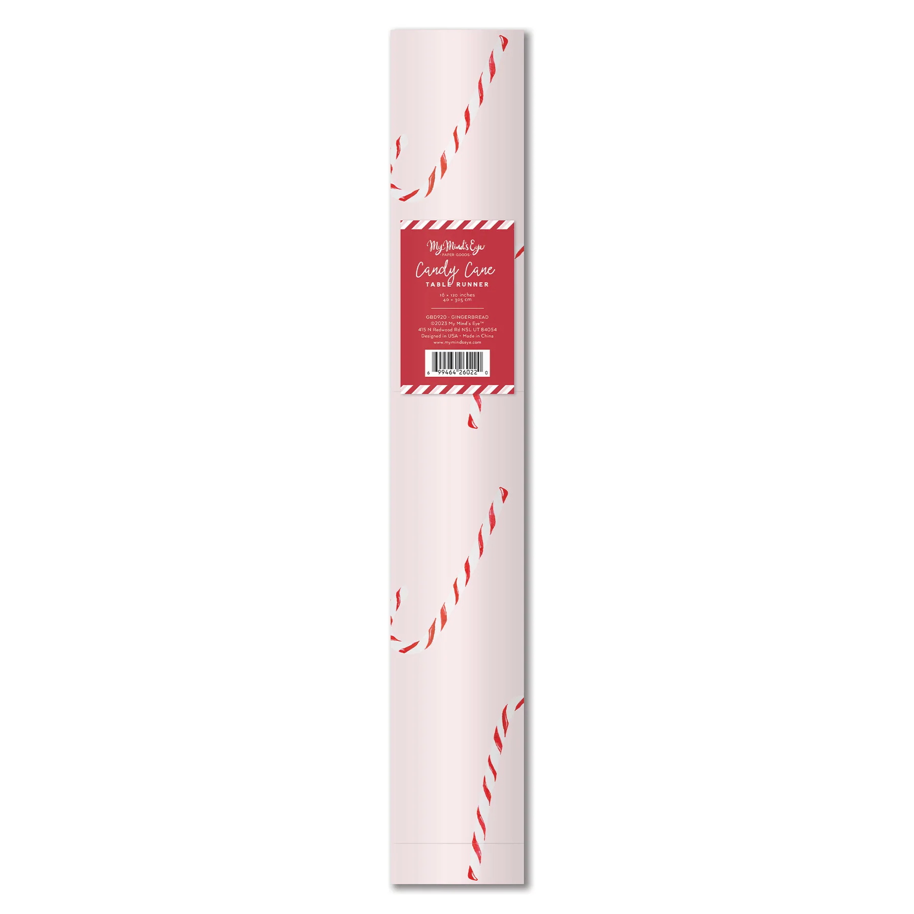 WHM1020 - WHIMSY SANTA CANDY CANE PAPER TABLE RUNNER