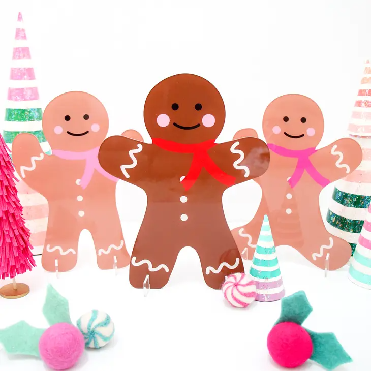 Acrylic Gingerbread Men Standing Decor For Christmas